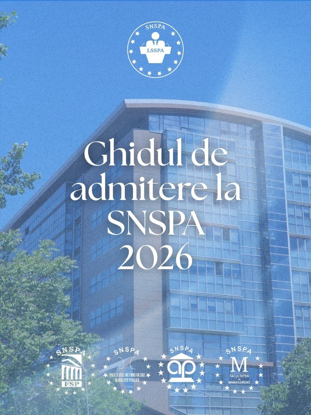 Coperta Ghidului de admitere la SNSPA 2026